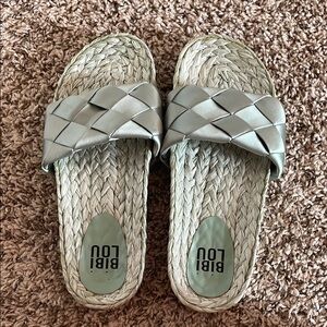 Bibi Lou Woven Slide Sandals in Light Green